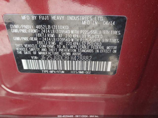 JF2SJGDC8FH428882 Subaru Forester 2.0xt Premium