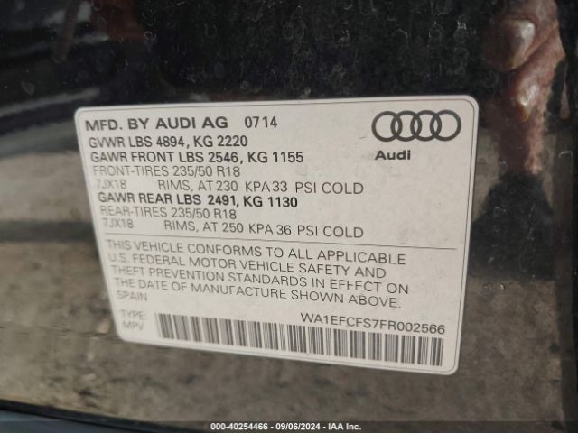 WA1EFCFS7FR002566 Audi Q3 2.0t Premium Plus
