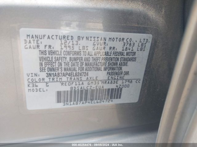 3N1AB7AP4EL624724 Nissan SENTRA S