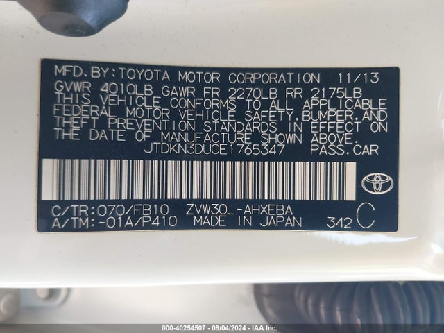Toyota Prius Three 2014 JTDKN3DU0E1765347 Image 9