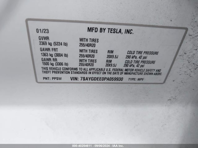 2023 TESLA MODEL Y 7SAYGDEE0PA059930 Photo 8