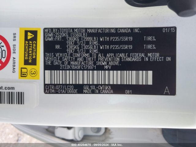 2T2ZK1BA9FC179971 Lexus RX 350
