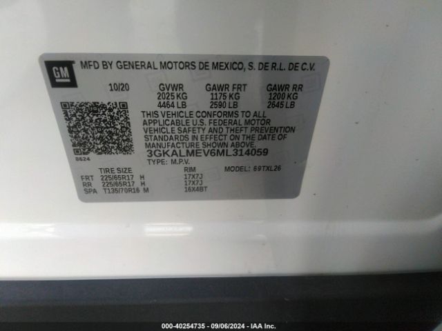 3GKALMEV6ML314059 GMC Terrain Fwd Sle