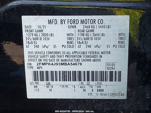 Ford EDGE SEL 2021 2FMPK4J93MBA54678 Image 9