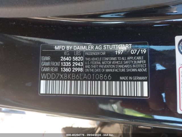 WDD7X8KB6LA010866 Mercedes-Benz Amg Gt 63 4-door Coupe S