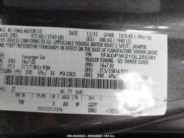 Ford FOCUS SE 2016 1FADP3K21GL255381 Image 9