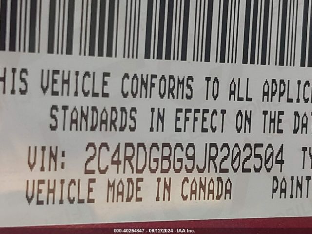 2C4RDGBG9JR202504 Dodge Grand Caravan Se Plus