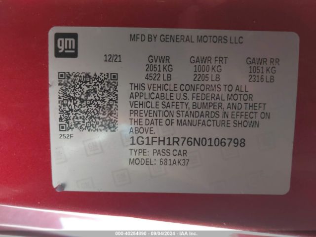 1G1FH1R76N0106798 Chevrolet Camaro Rwd  2ss