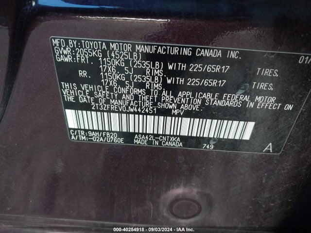 Toyota RAV4 LE 2018 2T3ZFREV0JW442451 Image 9