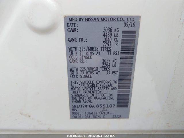 5N1AT2MT6GC855107 Nissan Rogue Sl