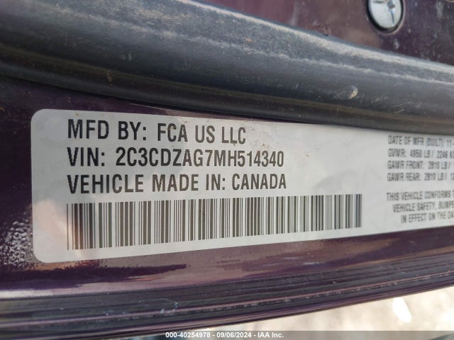 Dodge Challenger Sxt 2021 2C3CDZAG7MH514340 Image 9