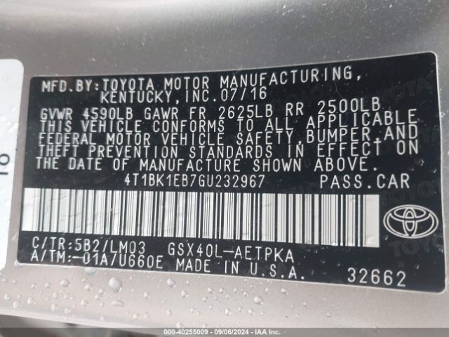 4T1BK1EB7GU232967 Toyota AVALON LIMITED