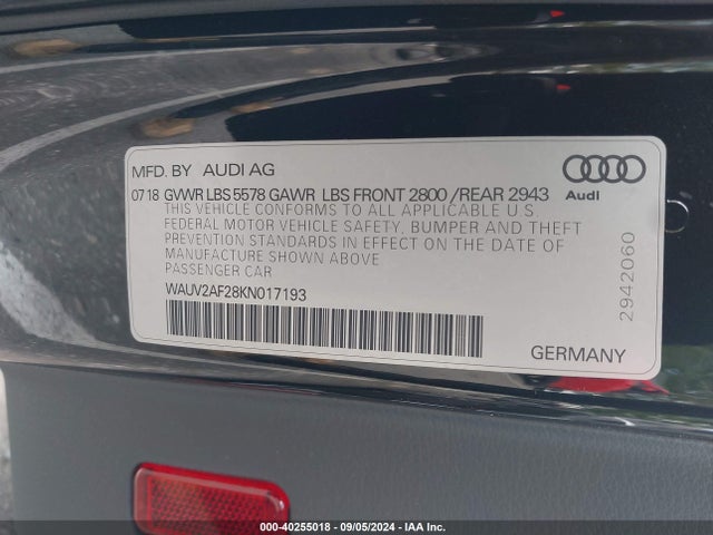 Audi A7 55 Premium 2019 WAUV2AF28KN017193 Image 9