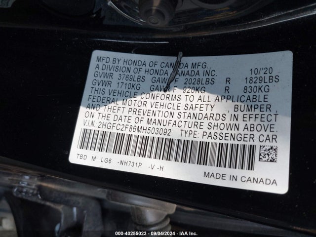 Honda Civic Sport 2021 2HGFC2F86MH503092 Image 9