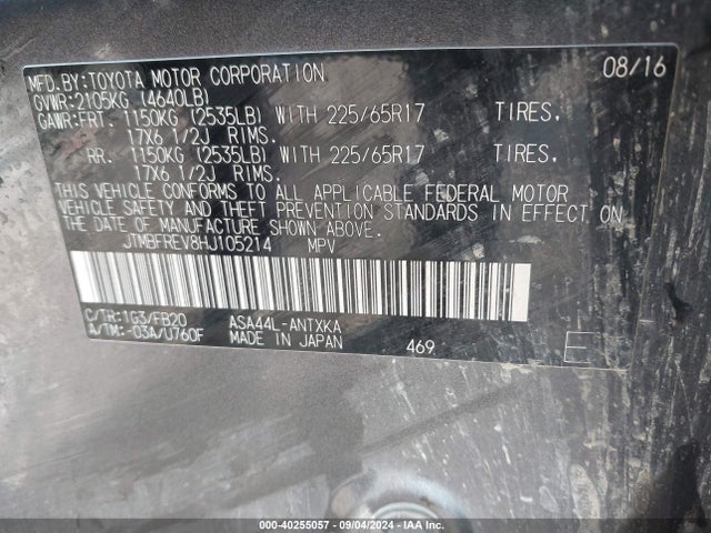 Toyota RAV4 LE 2017 JTMBFREV8HJ105214 Image 9