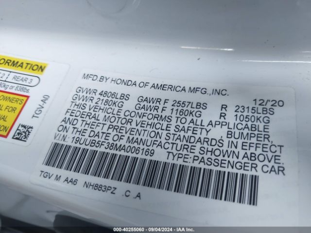 19UUB5F38MA006169 Acura Tlx Standard