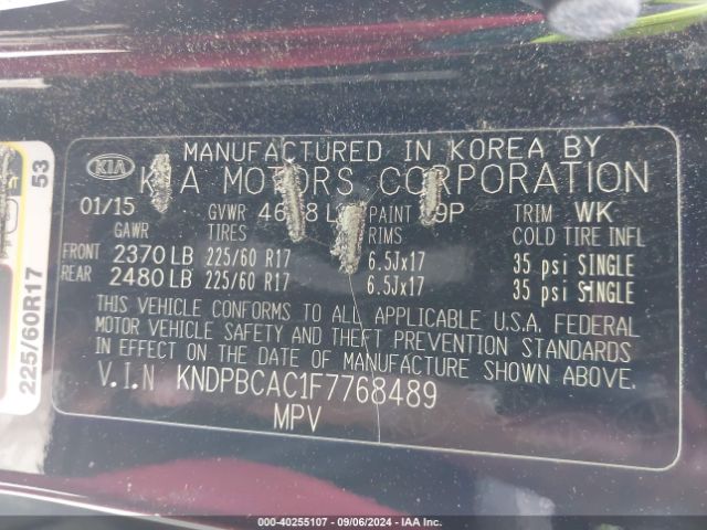 KNDPBCAC1F7768489 KIA Sportage Lx