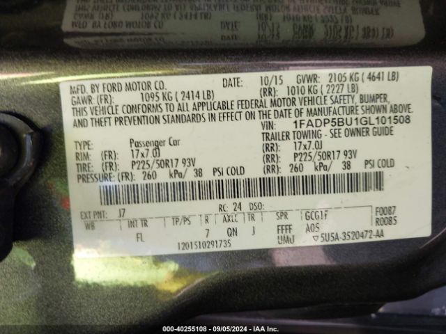 1FADP5BU1GL101508 Ford C-max Hybrid Sel