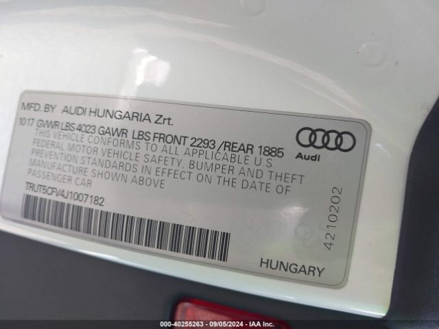 TRUT5CFV4J1007182 Audi Tt 2.0t
