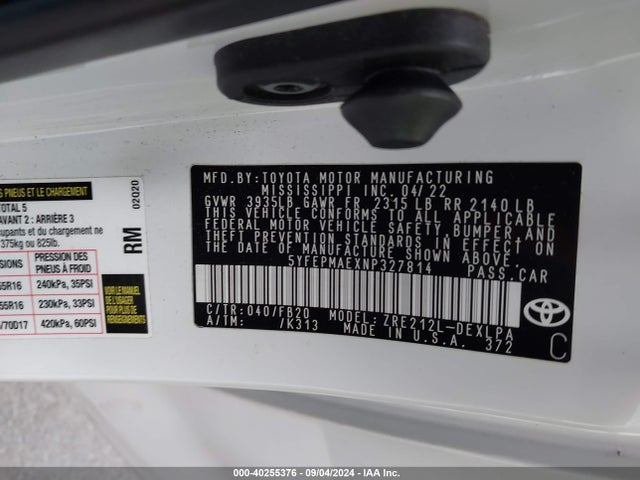 Toyota COROLLA LE 2022 5YFEPMAEXNP327814 Image 9