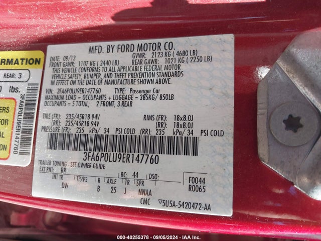 Ford Fusion Hybrid Se 2014 3FA6P0LU9ER147760 Image 9