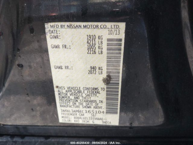 1N4AL3AP6EC165104 Nissan Altima 2.5 Sv