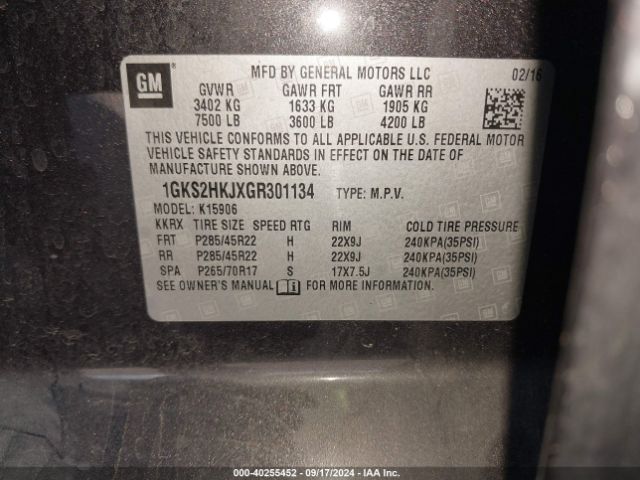 1GKS2HKJXGR301134 GMC YUKON XL DENALI