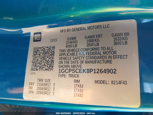 1GCPSCEK8P1264902 Chevrolet Colorado 2wd  Short Box Lt