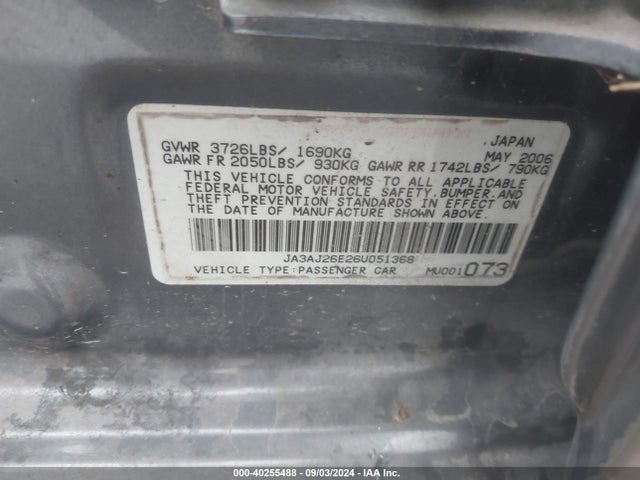 2006 MITSUBISHI LANCER JA3AJ26E26U051368 Photo 8