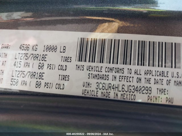 RAM 2500 Tradesman  4x2 8' Box 2018 3C6UR4HL6JG340299 Image 9