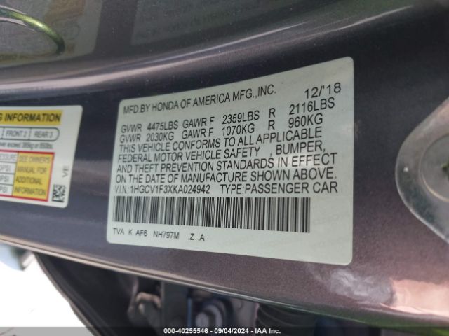 1HGCV1F3XKA024942 Honda Accord Sport