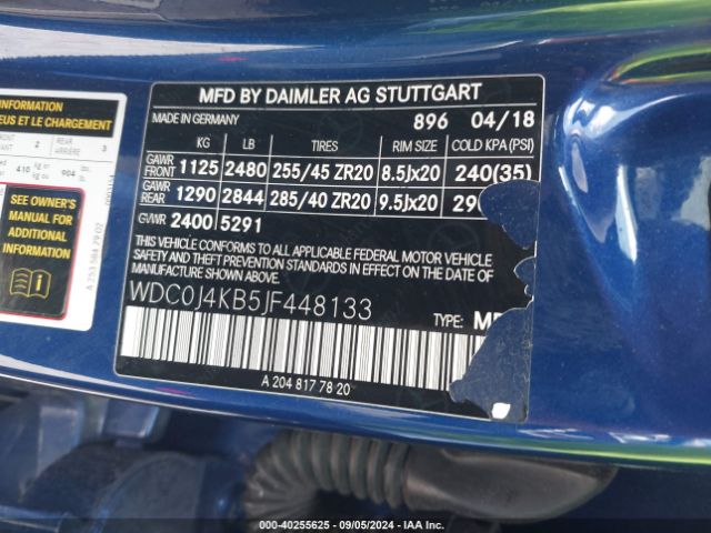 WDC0J4KB5JF448133 Mercedes-Benz Glc 300 Coupe 4matic