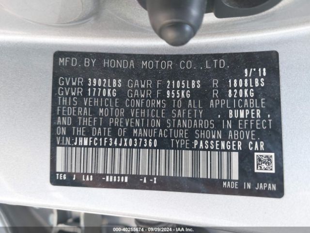 JHMFC1F34JX037360 Honda Civic Ex-t