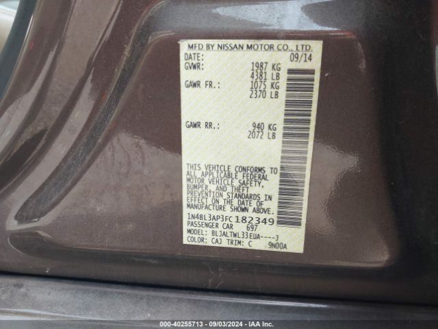 1N4BL3AP3FC182349 Nissan Altima 3.5 Sl