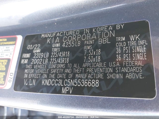 KIA Niro Touring Se 2022 KNDCC3LC5N5536688 Image 9