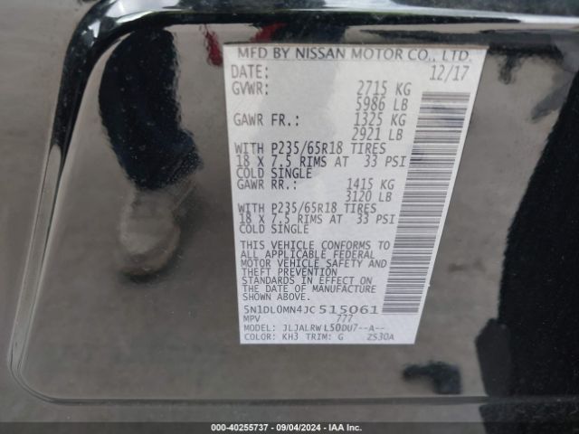 5N1DL0MN4JC515061 Infiniti QX60