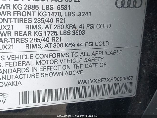 WA1VXBF7XPD000067 Audi Q7 Prestige 55 Tfsi Quattro Tiptronic