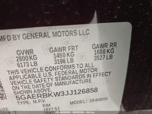 5GAERBKW3JJ126858 Buick Enclave Essence