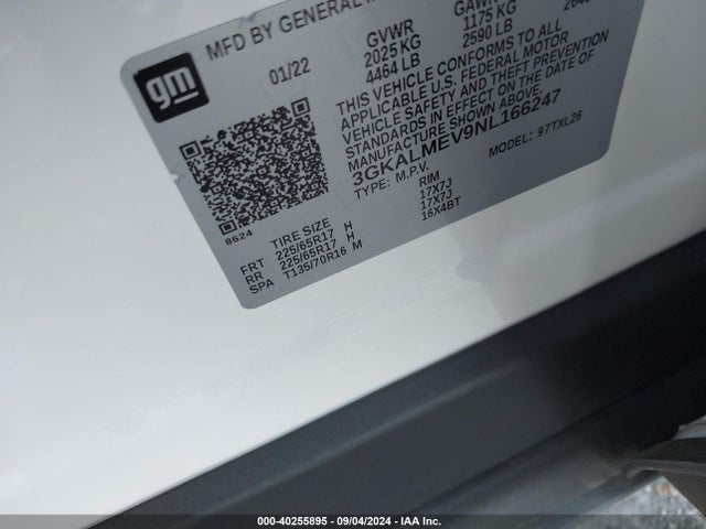 3GKALMEV9NL166247 GMC Terrain Fwd Sle