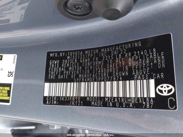 Toyota COROLLA LE 2023 5YFB4MDE1PP077874 Image 9