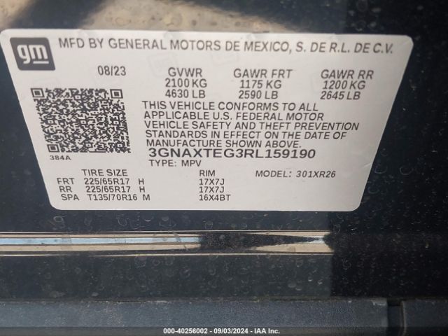 3GNAXTEG3RL159190 Chevrolet Equinox Awd 2fl