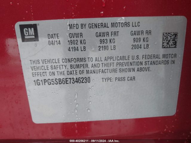1G1PG5SB6E7346230 Chevrolet CRUZE LTZ