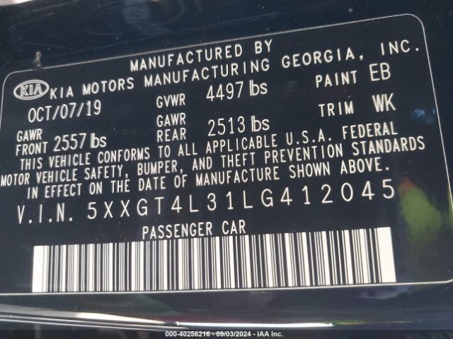 5XXGT4L31LG412045 KIA Optima S