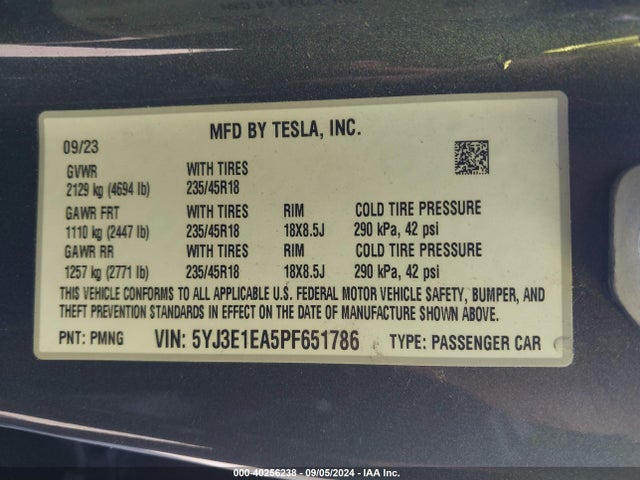 2023 TESLA MODEL 3 5YJ3E1EA5PF651786 Photo 8