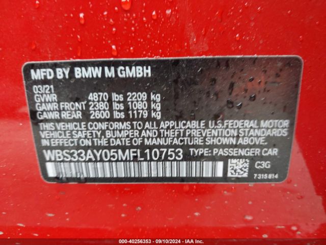 WBS33AY05MFL10753 BMW M3 Competition