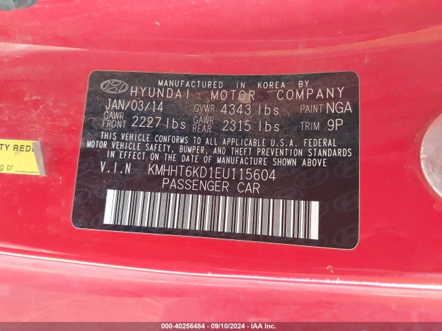 Hyundai Genesis 2.0t 2014 KMHHT6KD1EU115604 Image 9