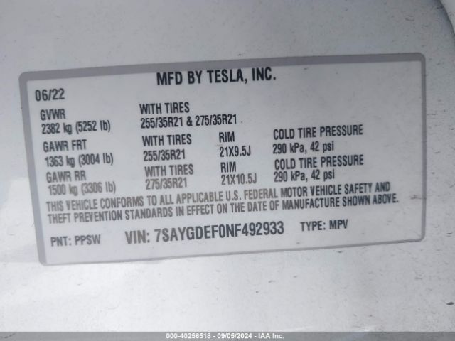 7SAYGDEF0NF492933 Tesla Model Y Performance Dual Motor All-wheel Drive