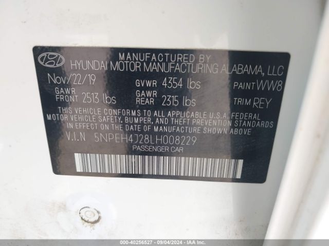5NPEH4J28LH008229 Hyundai Sonata Limited