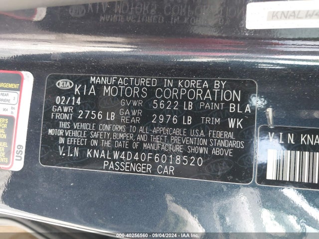 KIA K900 Luxury 2015 KNALW4D40F6018520 Image 9