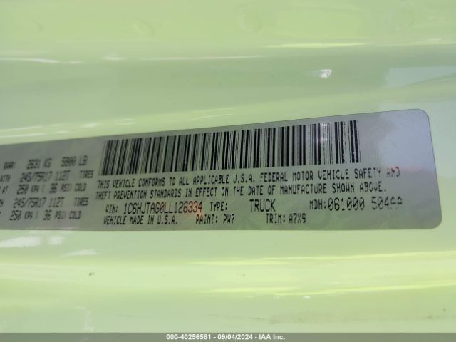1C6HJTAG0LL126334 Jeep Gladiator Sport S 4x4